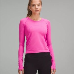 Swiftly tech long sleeve shirt waist length in low pink